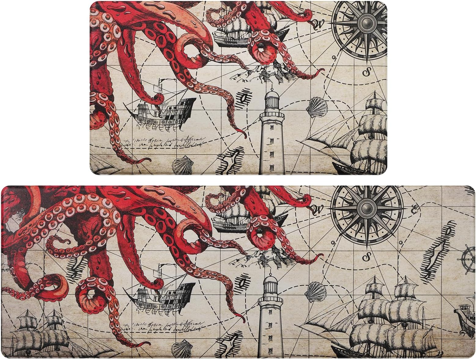 Amazon.com: Likiyol 2Pcs Kitchen Mats for Floor, Octopus Kitchen Rugs ...
