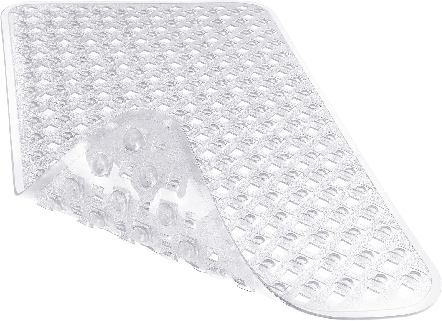Yimobra Bathtub Mat Non Slip, Super Strong Suction Cups, 27.5"x15.5" Long Shower Mat with Drain Holes, Machine Washable Fast Draining Bath Mats, Bathroom Essentials,Clear OEKO-TEX STANDARD 1