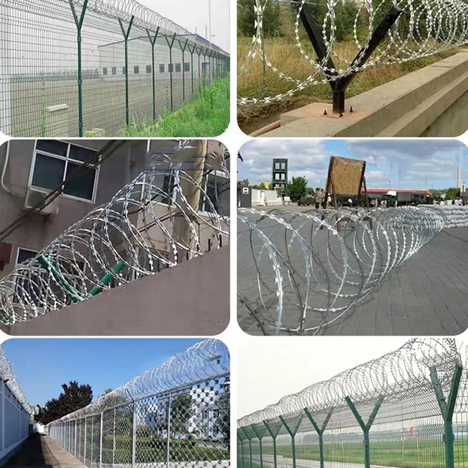 IBOWZ Alambre Espino Galvanizado Alambre de púas en Espiral, Alambre de protección galvanizado de Acero Inoxidable, Valla de protección de Patio para jardín, Patio, Granja