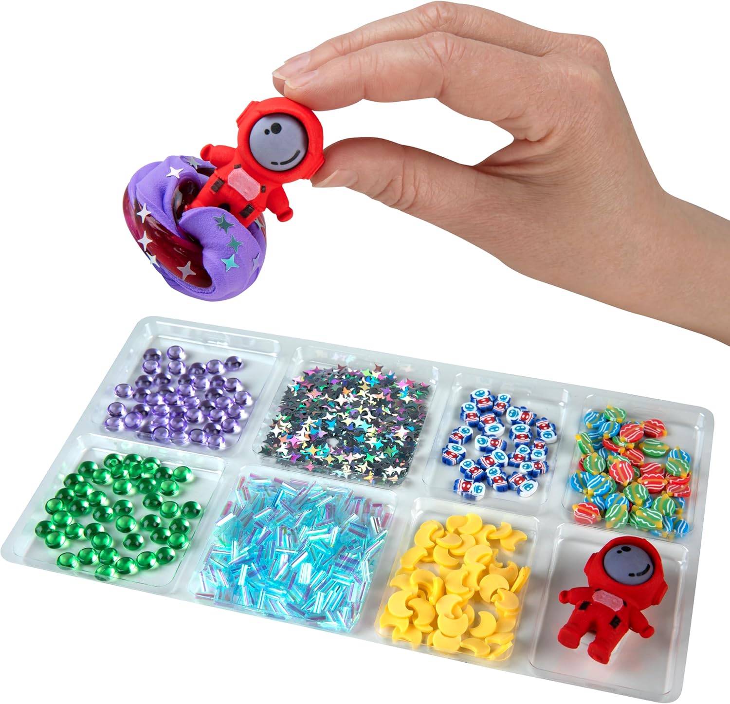 ORB Slimi Snacklebox Space Themed Slime Kit for Kids - 4 Bouncing Putty Colors, 4 Crystal Putty Colors and 8 Different Space Themed Mix-Ins - Fun Space Slime Kit for Crafts, Parties, and Play