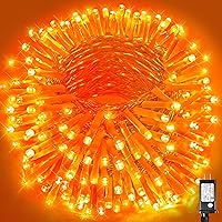 Vista 10 de Guirnalda de luces navideñas con 300 LEDs, 99 pies, para interiores y exteriores, cable transparente, impermeable, 8 modos, conectables, decoración