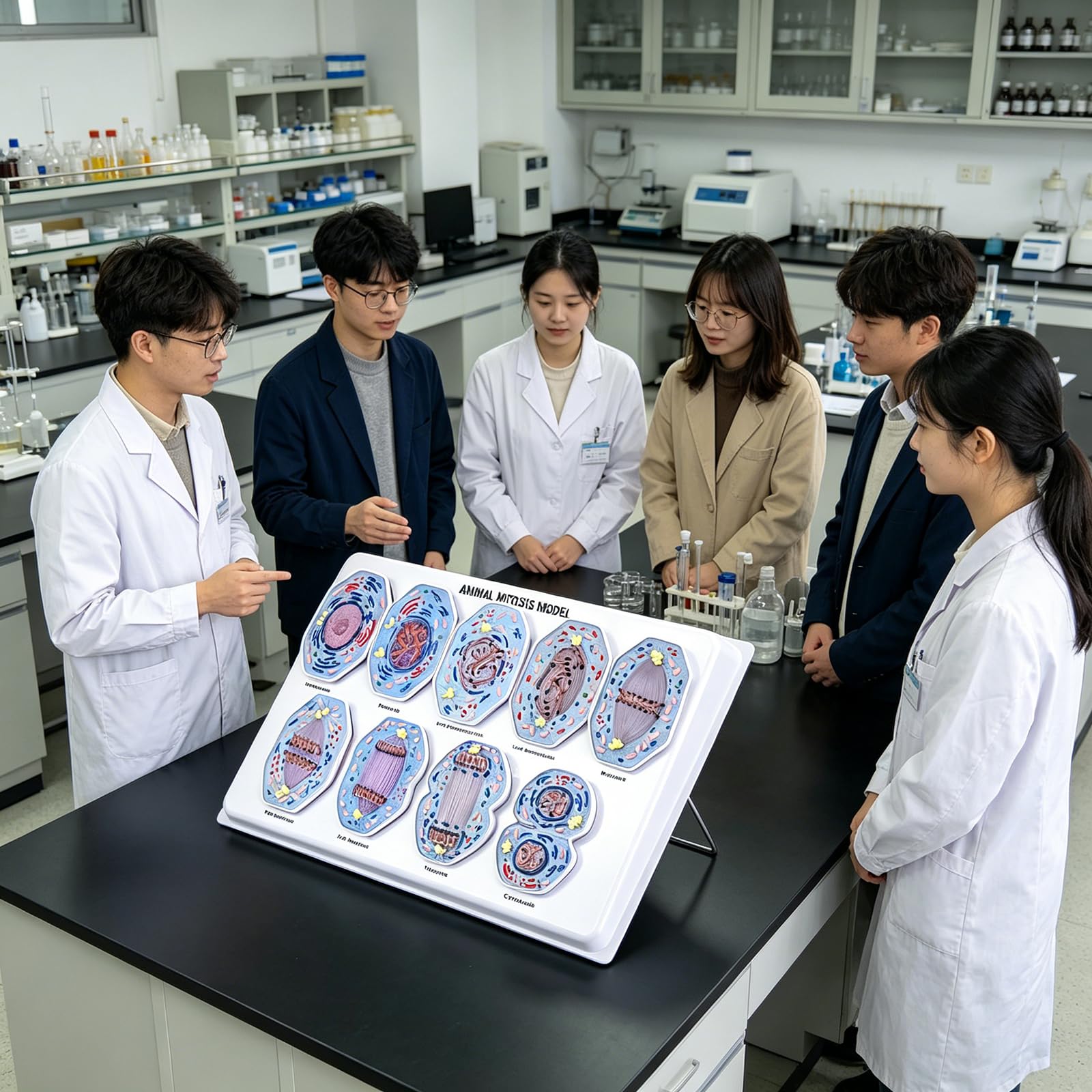 Modelo de demostración de mitosis anatómica Ayuda didáctica en de biología con fases de mitosis celulares extraíbles para períodos de laboratorio de ciencias