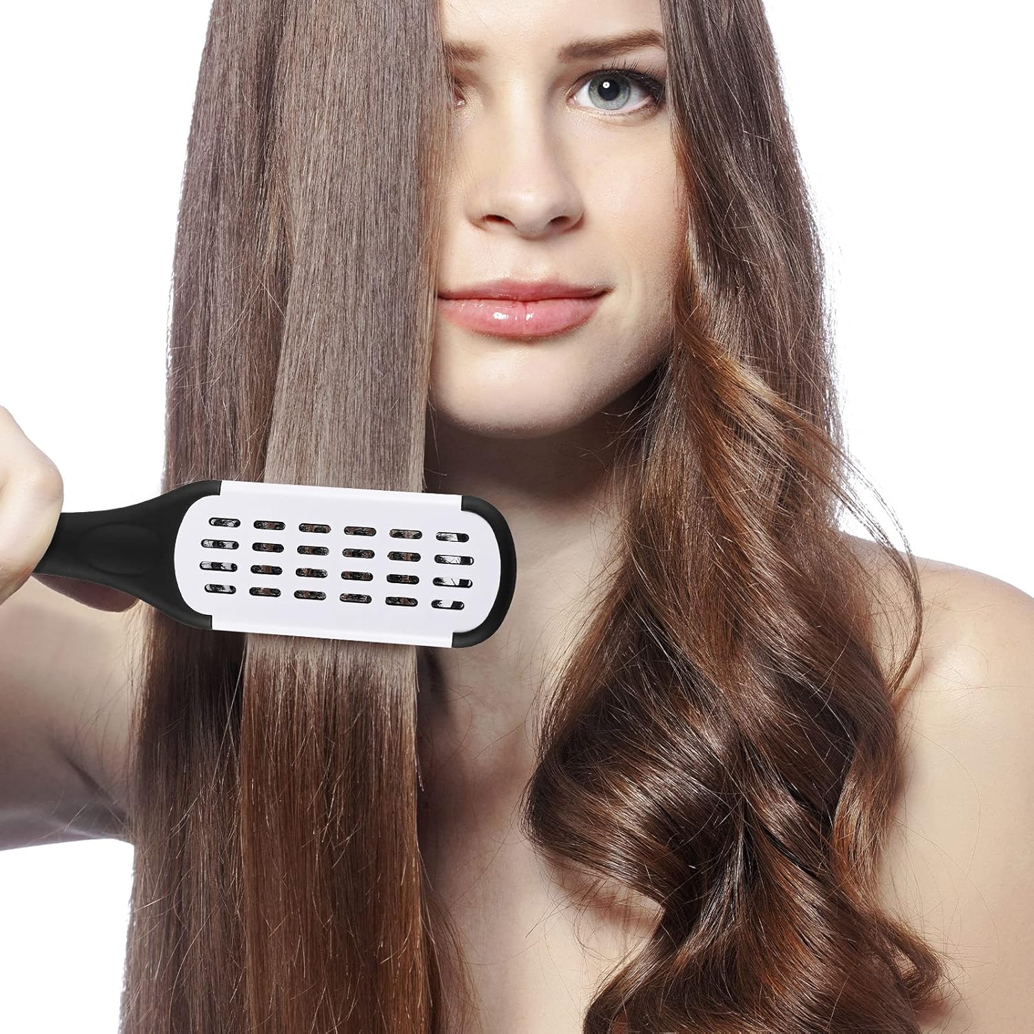 Hair Straightening Comb Boar Bristle Clamp Hair Brush Double Sided Hair Straightener Hair Splint Comb with 5 Pieces Alligator Hair Clips, Pin Rat Tail Comb for Hair Styling Curling Tools (White Comb) : Beauty & Personal Care