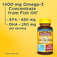 Vista 3 de Nature Made Extra Strength Aceite de Pescado Sin Eructos Omega 3 Suplementos 1400 mg Minis, Aceite de Pescado Omega 3 como Ésteres de Etilo