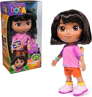 Dora Sing mit Mir Puppe 35 cm große Puppe zur beliebten TV-Serie mit 2 Liedern und 12 Sätzen & Geräuschen Deutsch/Englisch und Italienisch/Englische Sprachversion für Kinder ab 3 Jahren