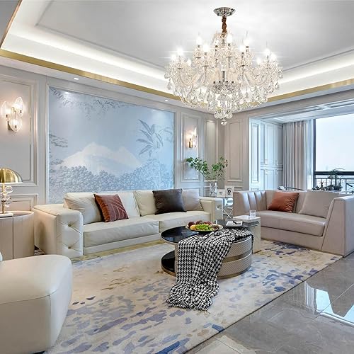 Miniatura 2 de Durahonn Iluminación de Araña de Cristal Transparente, Doble Capa 8+4 Luces, Luces de Techo de Cristal Transparente K9, Luz de Cristal Moderna para