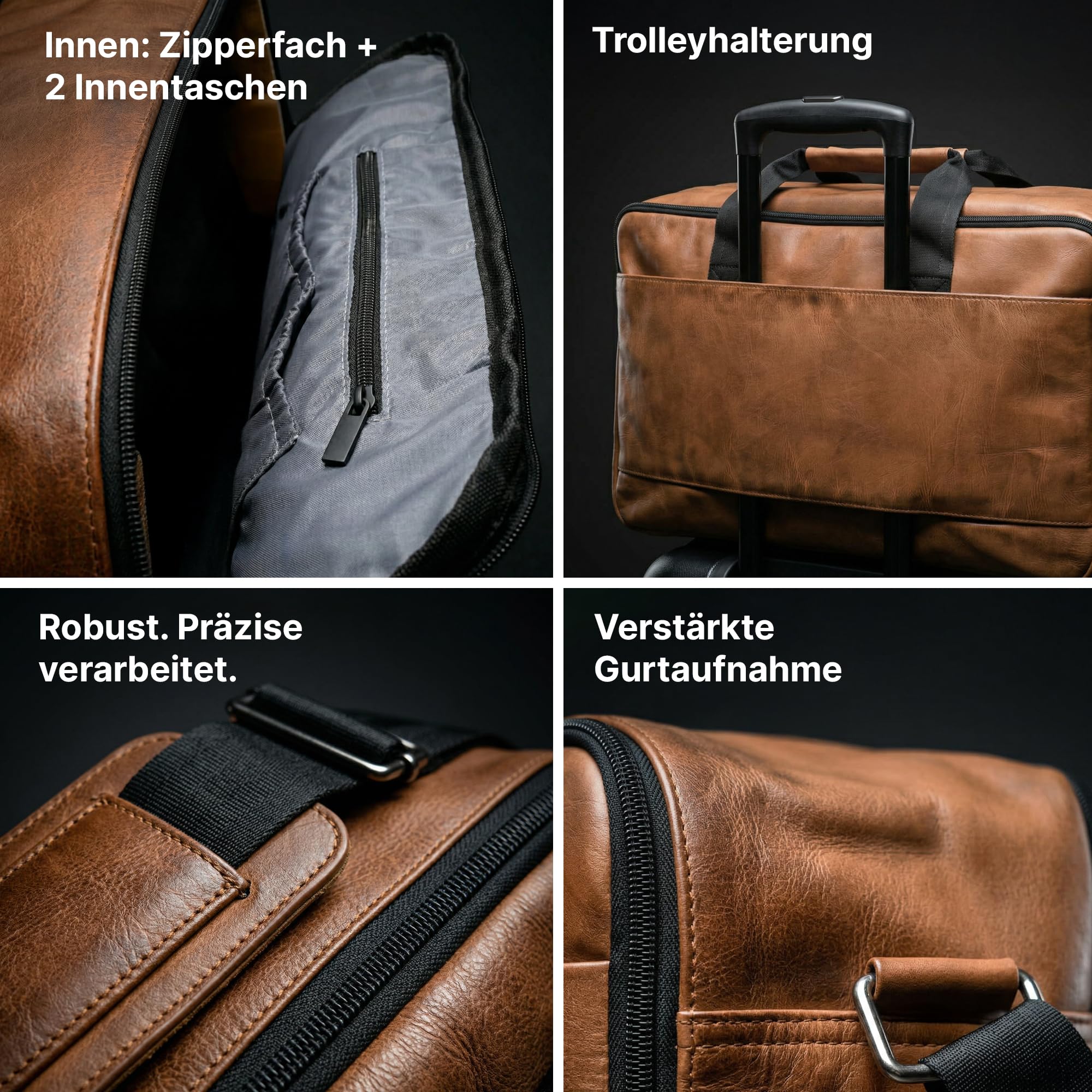 Crone Berlin Weekender Herren Reisetasche aus Echtleder, Umhängetaschen für Business & Wochenendtrip, Sporttasche, Handgepäck