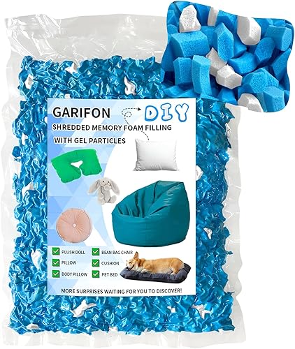 Miniatura 16 de Relleno para saco de boxeo de 5 libras, relleno de frijoles para almohada y puf, relleno de espuma viscoelástica triturada, relleno para saco