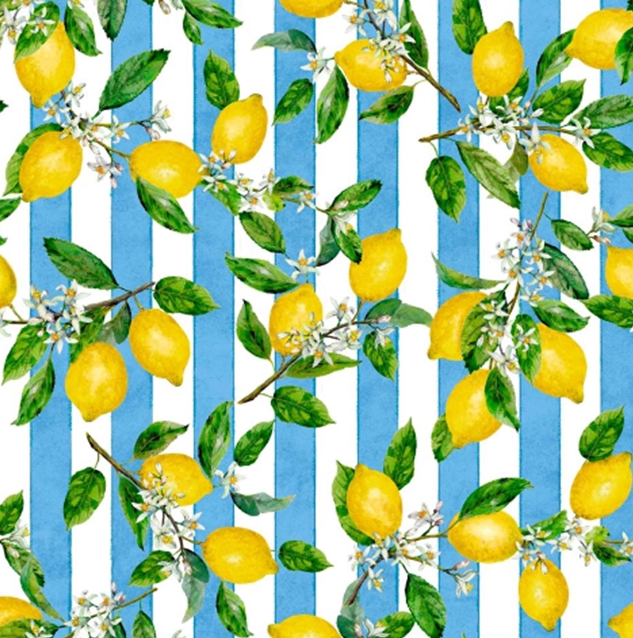 Vilber, Mantel, Corte de Tela de Algodón/Poliester de Fibras recicladas. Resinado, Antimanchas, Impermeable, para Interior y Exterior. Lemons.3159 (140x300 cm)