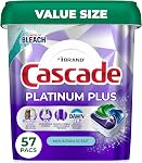 Cascade Platinum Plus Lave-vaisselle Podes détergentes, savon détergé, parfum frais, 63 Nombre