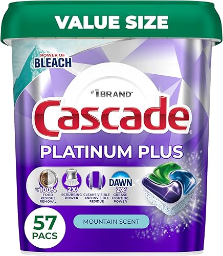 Miniatura 13 de Cápsulas Cascade Platinum Plus para lavavajillas, detergente para lavavajillas, jabón detergente para platos, Mountain, 19 unidades