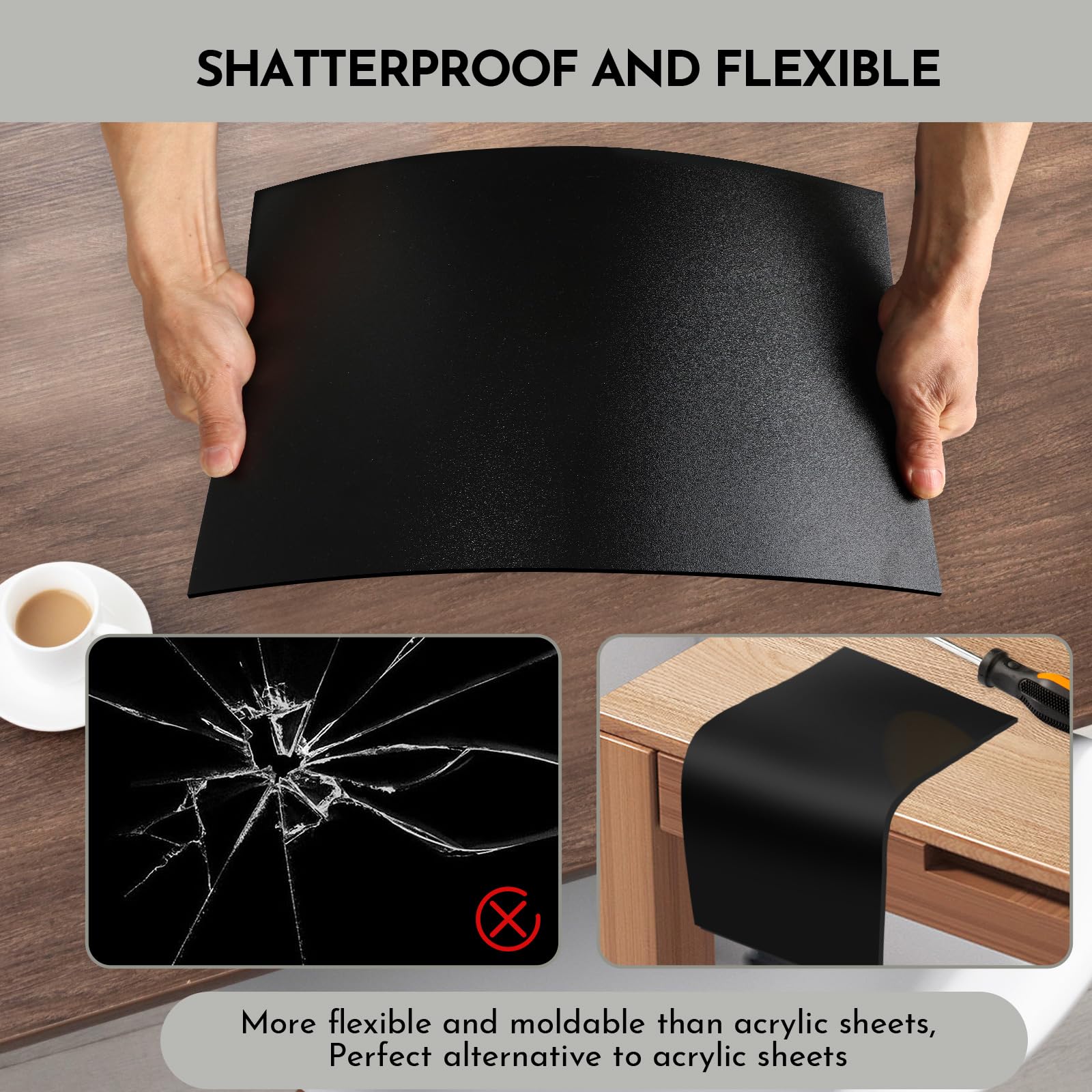 Black ABS Plastic Sheets - 3 Pack, 1/8" Thick -6 Black ABS Plastic Sheets - 3 Pack, 1/8" Thick -6