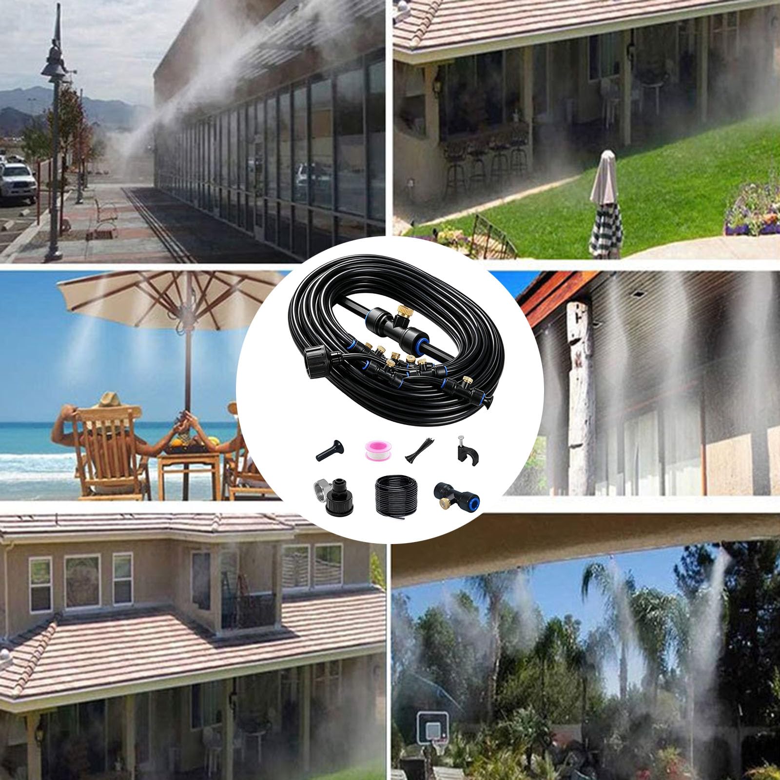 6/9/12/15/18M Système d'irrigation Jardin Kit Irrigation Goutte à Goutte Kit Arrosage Pulvérisation Systèmes de Refroidissement pour Jardin pelouse Serre Plantes