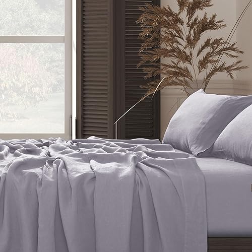 Miniatura 7 de Tribeca Living Juego de sábanas King, de percal de algodón egipcio nítido y suave, juego de sábanas y fundas de almohada, bolsillo extra profundo,