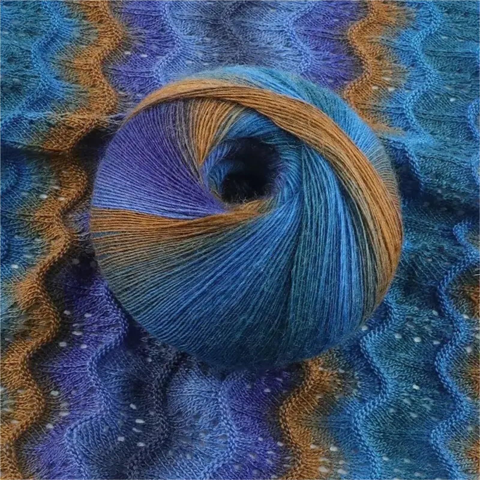 Ovillos de hilo lana pura teñidos largos degradados 400g, 2 grandes, ganchillo for tejer hecho a mano, suéter moda colorido(Color-10)