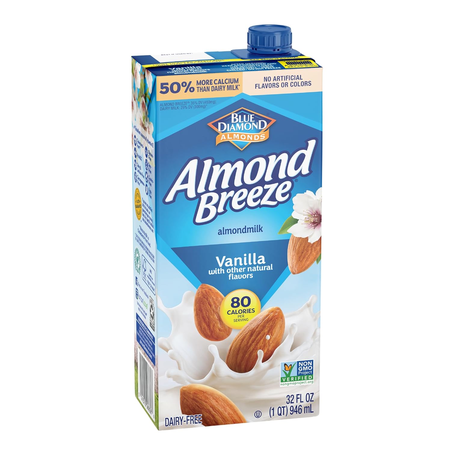 Blue Diamond Almonds Breeze Dairy Free Almondmilk, Vanilla, 384 Fl Oz (Pack of 12)