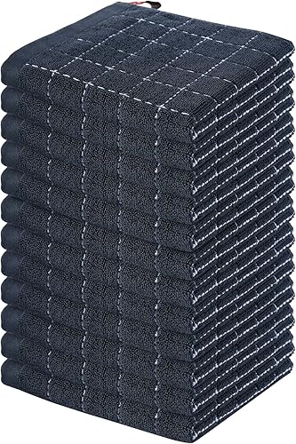 Miniatura 65 de Homaxy Toallas de cocina de rizo de algodón 100% (gris oscuro, 13 x 28 pulgadas), diseño a cuadros, suaves y súper absorbentes, paquete de 8