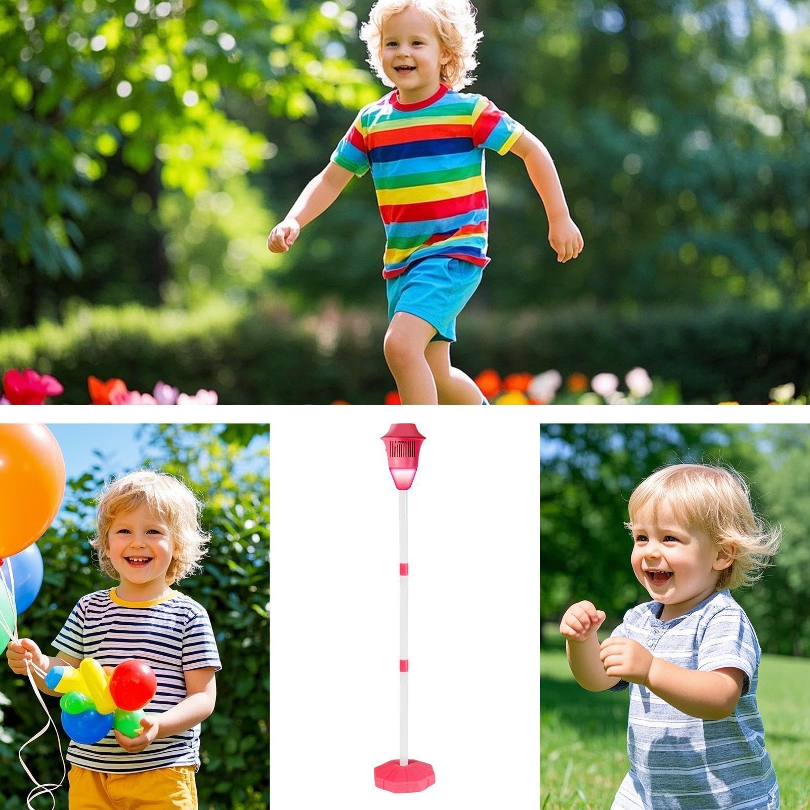 Standing Bubble Machine, Bubble Maker Stand with LED Lights, Automatic Bubbles Torch Garden Lamp, Road Lamp Shape Bubbles Blower, for Birthday Party, Backyard, Lawn, Park(Red) — view 6