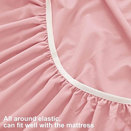 Miniatura 5 de INVGEEXI Juego de sábanas de 6 piezas de bolsillo extra profundo con bolsillo lateral, juego de cama rosa tamaño King para colchones de 18 a 24