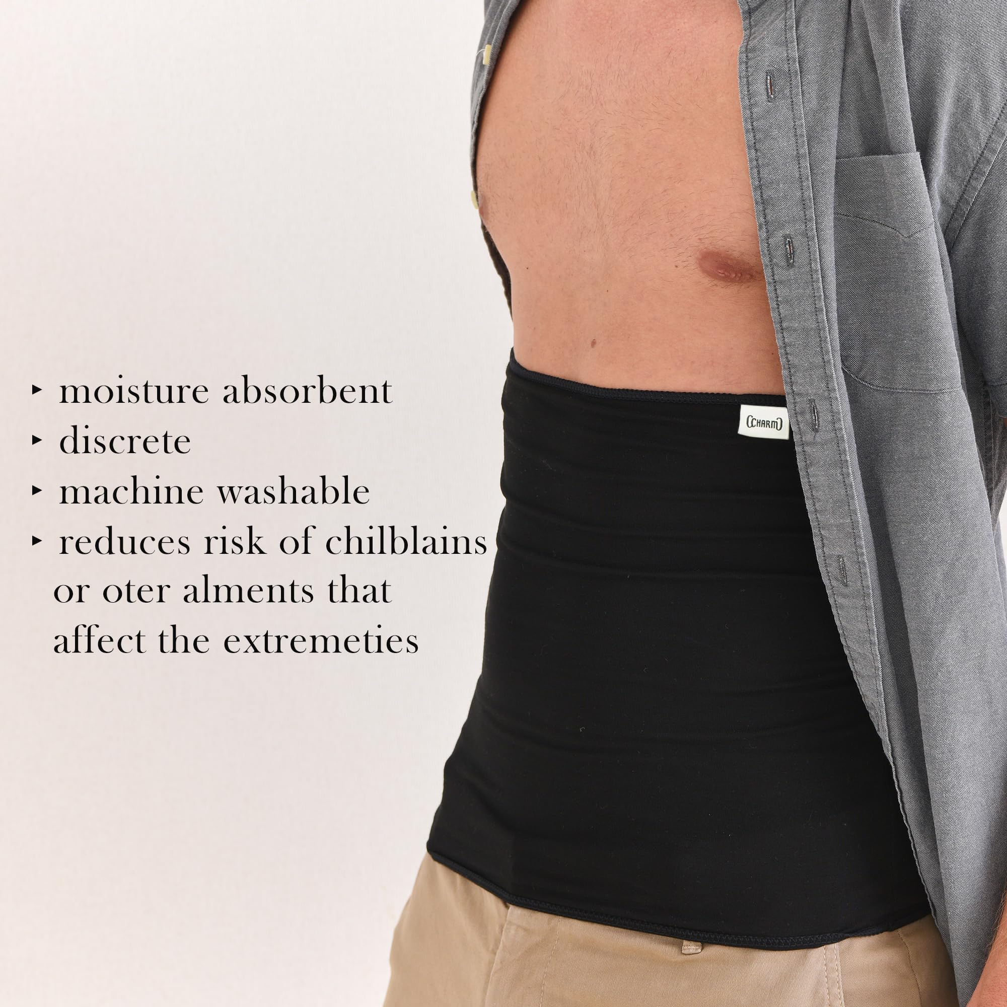 CHARM Damen Nierenwärmer Herren Rückenwärmer - Bauchband Schwangerschaft Weiß