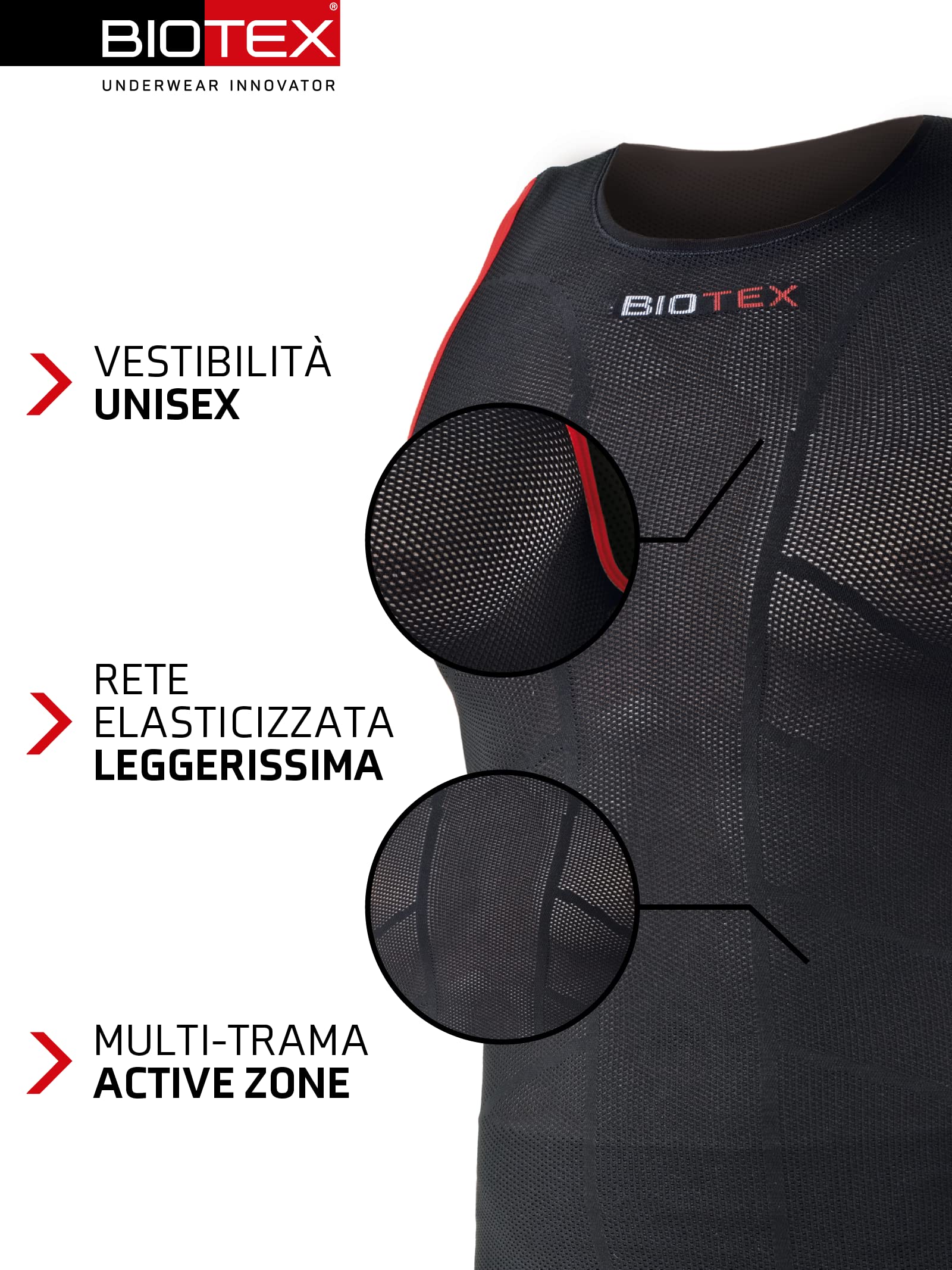 BIOTEX Camiseta de Tirantes Transpirable Unisex para Ciclismo y Running, Ropa Interior técnica Deportiva, Ideal para el Verano