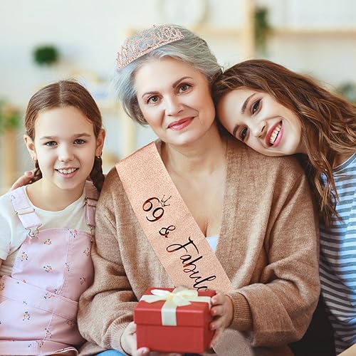 Miniatura 192 de CIEHER Juego de corona de cumpleaños 50 + banda de 50 y fabulosa banda + pin de perlas, tiara, regalos de 50, decoraciones para mujeres amigas