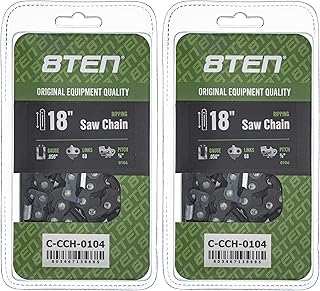8TEN Ripping Chainsaw Chain 18 Inch .050 3/8 68DL for Husqvarna 455 Rancher Poulan PP4818A Jonsered 2165 (2 Pack)