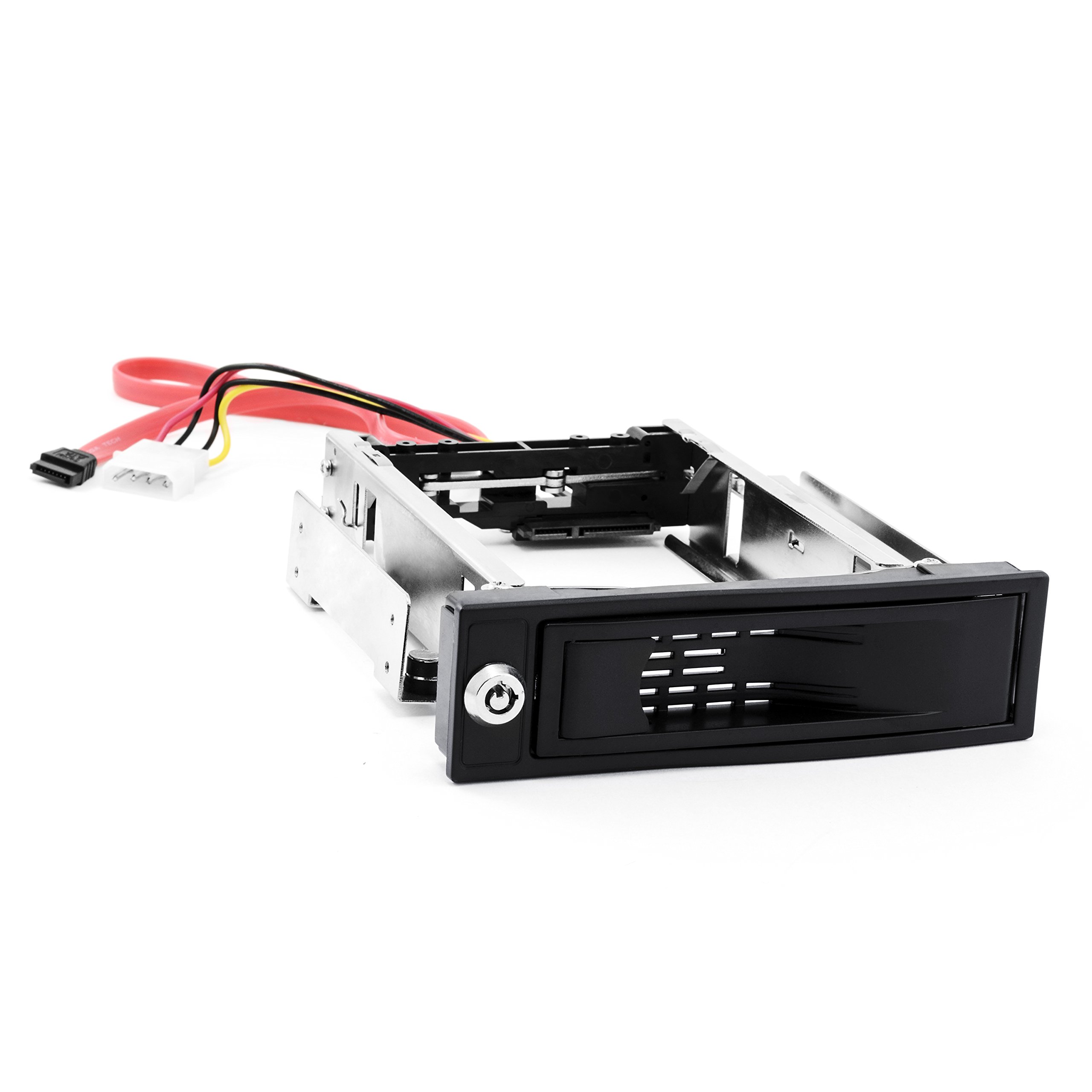 CSL - Telaio Removibile da 5,25 Pollici SATA Mobile Rack - Telaio per Disco Fisso SATA I II III HDD in Slot per unità da 3,25 Pollici - Fino a 6.0 GBit s - Kit antivibrazioni - chiudibile