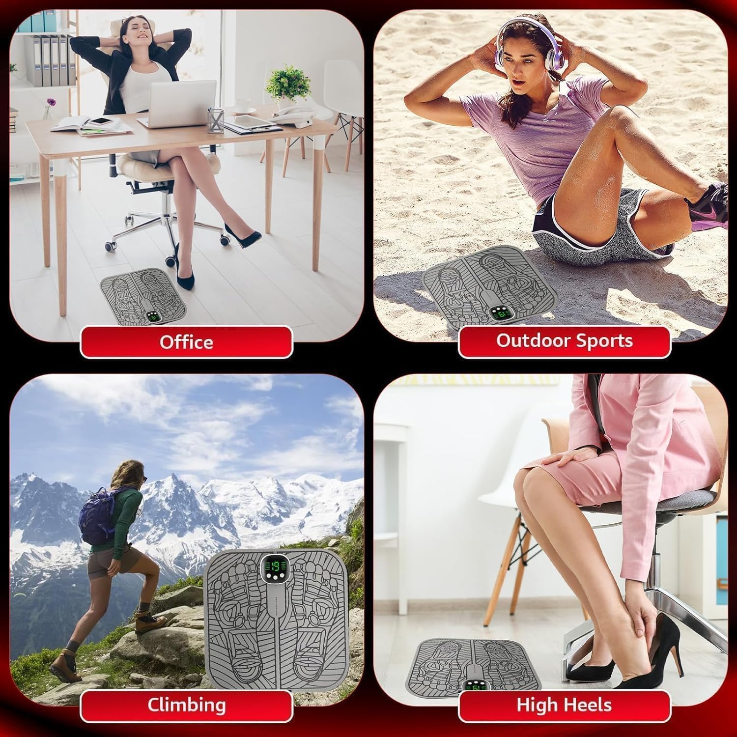 Massage Pieds,Bloconix masseur pieds electrique 8 Modes et 19 Intensités,Masseur de Pieds électrique Pliable et Portable pour la Circulation Sanguine et le Soulagement (Gris)