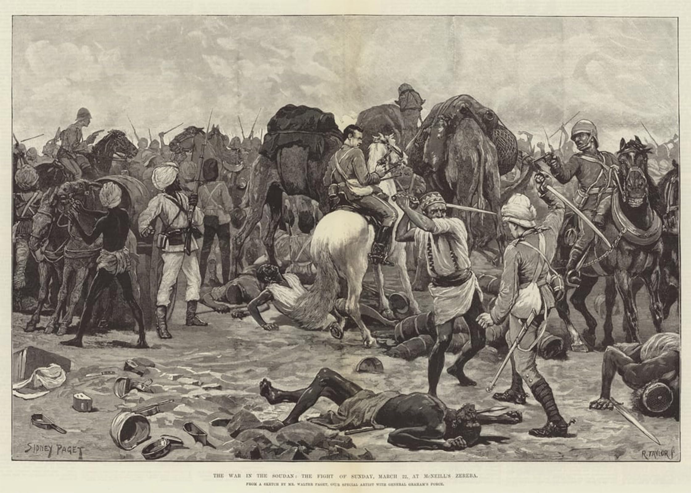Artxlxxbn No Frame Famous Print Painting Colorful Art Print The War In The Soudan The Fight Of Sunday March At Mcneill's Zereba By Sidney Paget Canvas Art Decorations For Home Decor 60X90cm