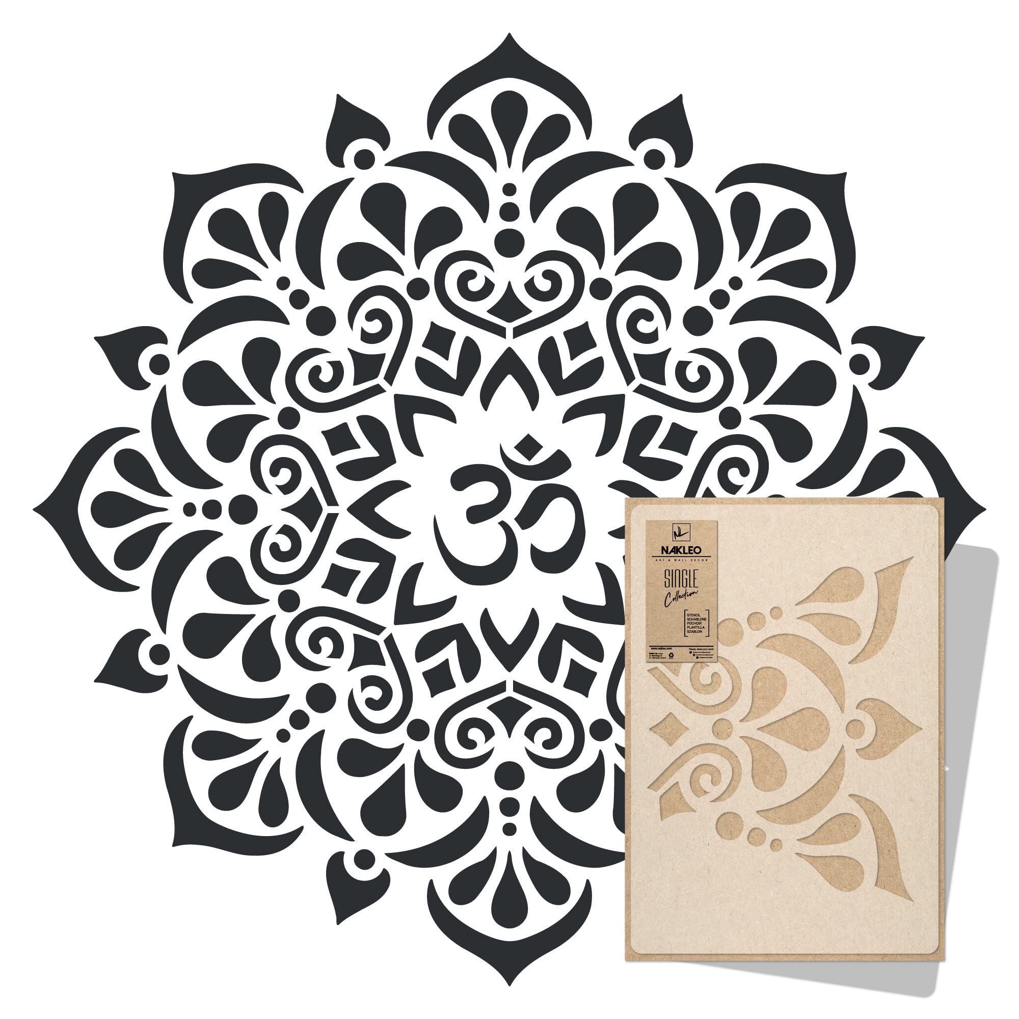 NAKLEO Mandala Large Painting Stencil Diameter 173 cm, Tibetan Circle OM Mandala Geometric Ornament, Reusable Plastic Template DIY Art and Craft, Wall Floor Wood Fabric Furniture โ image 1