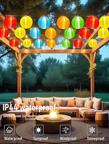 Miniatura 3 de Guirnalda de luces LED G40 para exteriores, 25 pies, multicolor, tira de luces para patio con 10 linternas chinas, luces de linterna de nailon