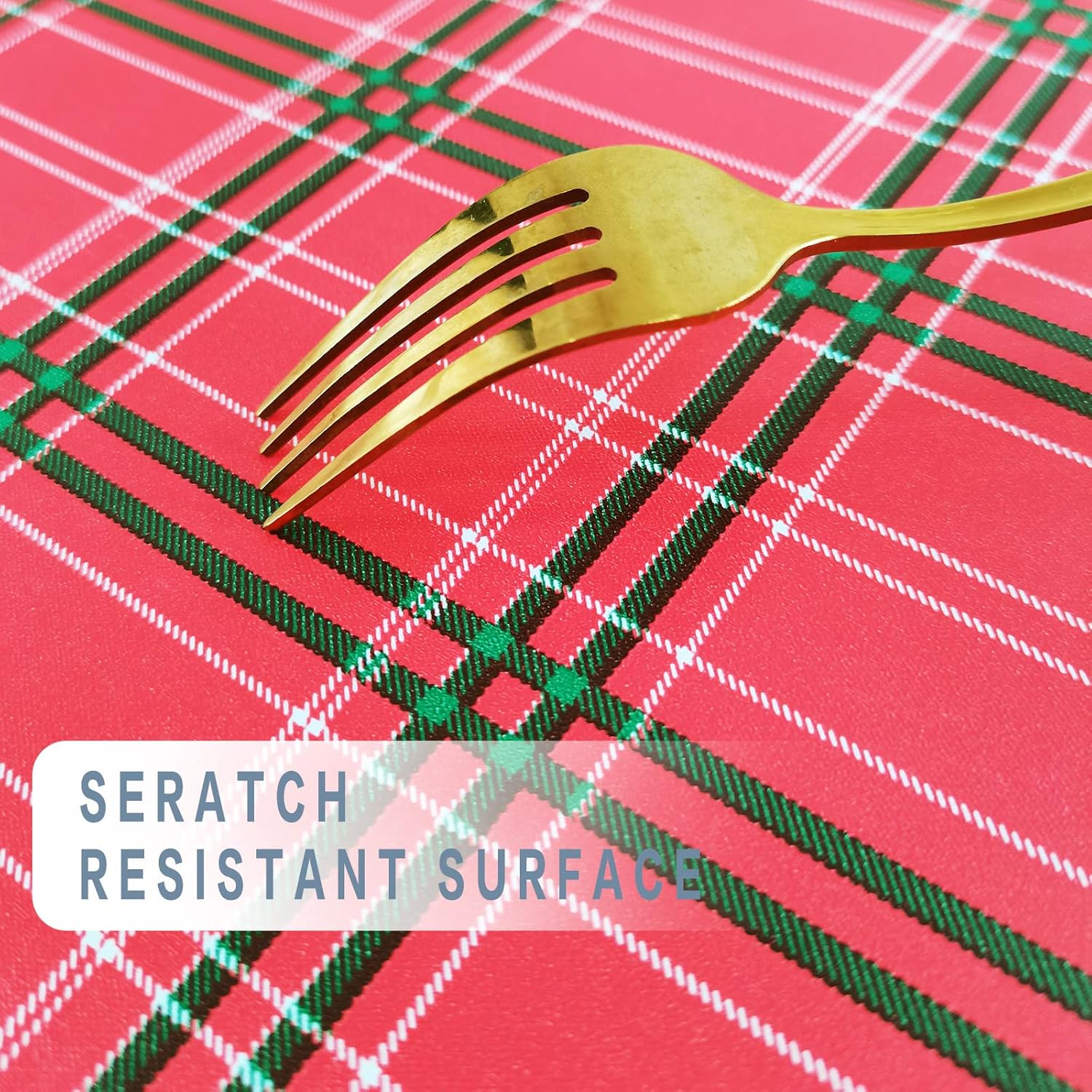 Lifesmells Round Fitted Vinyl Tablecloth Great for Xmas/Parties/Home,Oil&Waterproof Wipeable,Flannel Backed&Elastic Edge,Red and Green Plaid Patterns for Indoor Outdoor Table of 45-56" Diameter : Patio, Lawn & Garden