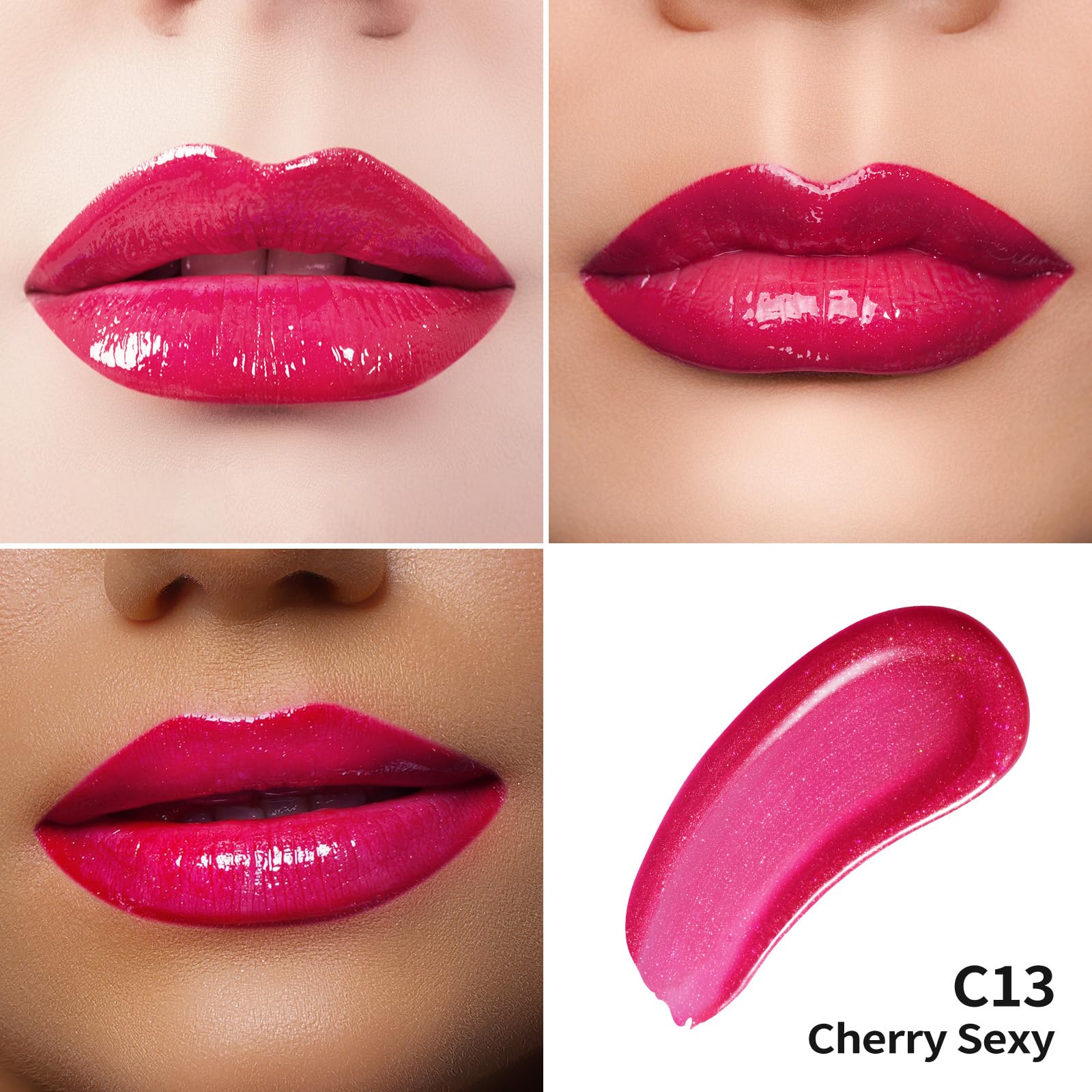 Oulac Red Pink Lip Gloss High-shine Moisturizing Lip Gloss Oil Colorful Shade Liquid Lipstick Non-stick Cup Glitter lipstick Lip Tint Reduce Fine Lines Lip Glaze For Dry Lip C13 - Image 3