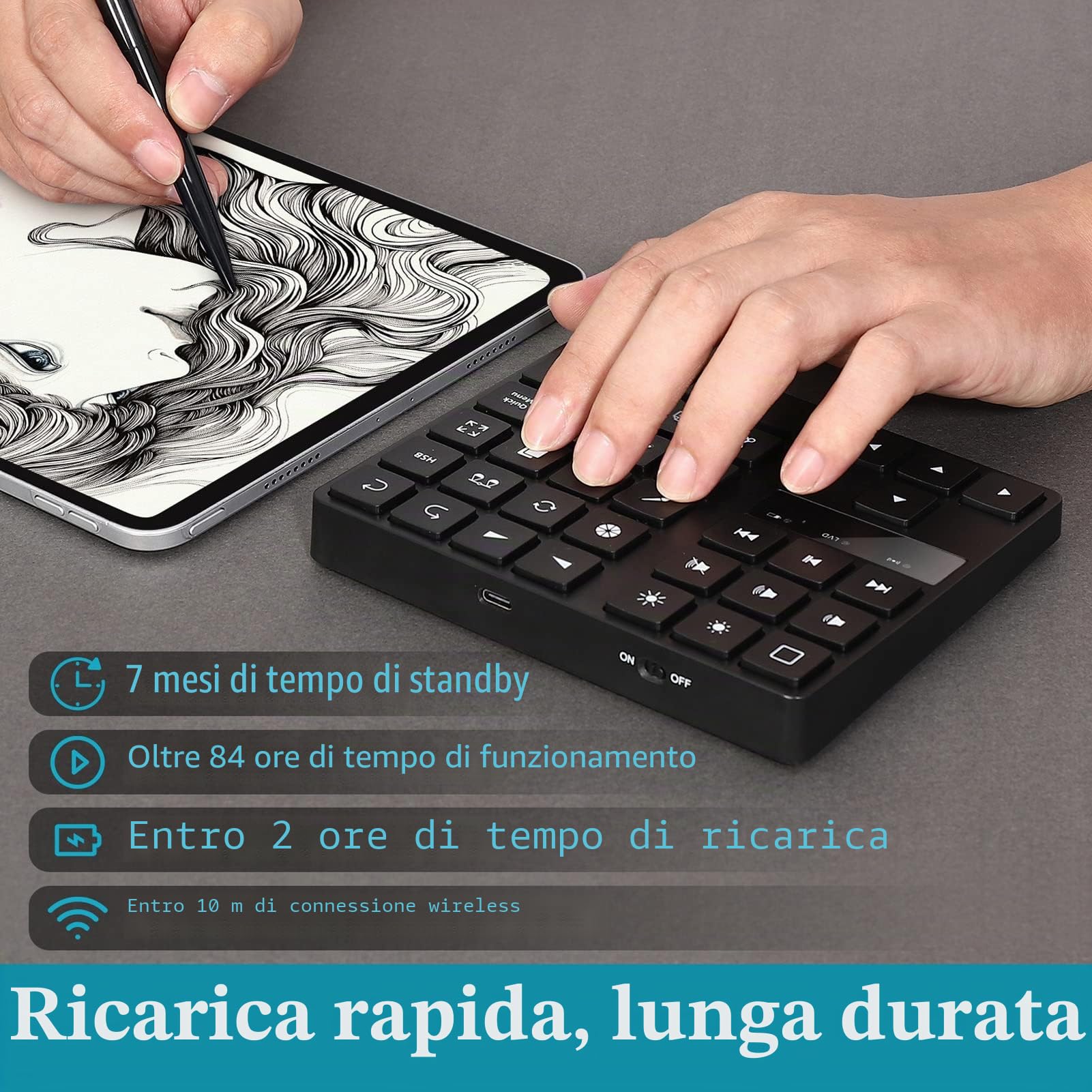 Dioche Procreate - Tastiera da disegno ABS con 35 tasti, One Handedomic Drawing per OS X