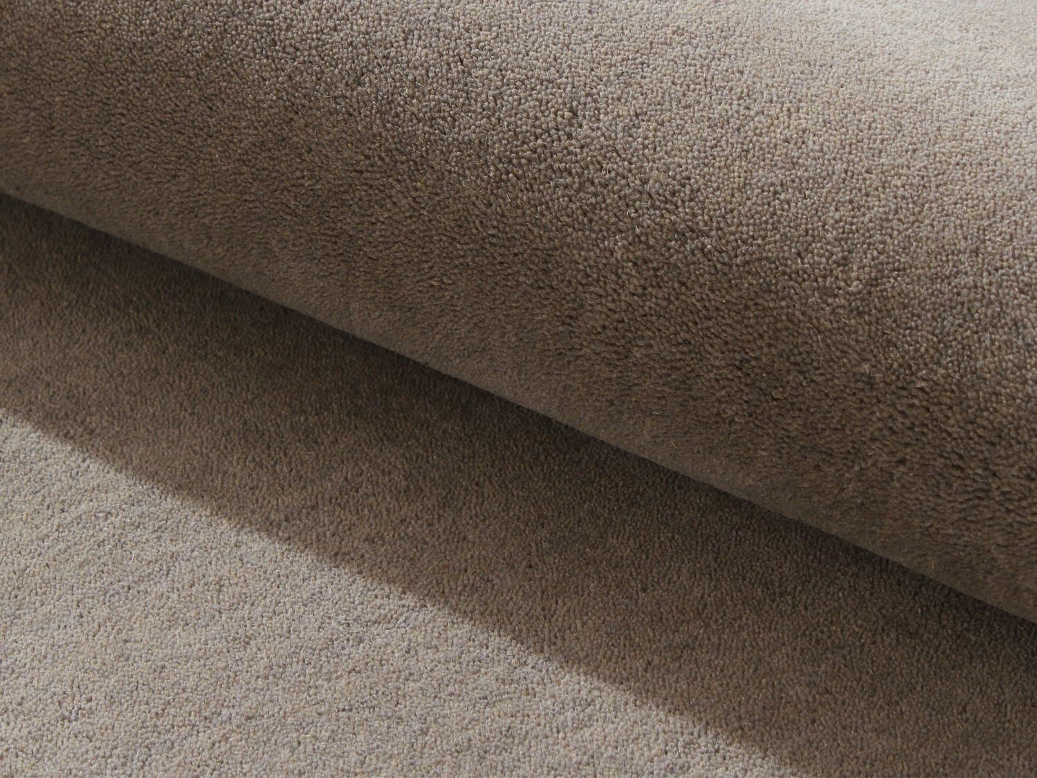 Vente-unique OZAIA - Tapis Rond 100% Laine tissé à la Main - D. 200 cm - Taupe - 1800g/m² - Selina