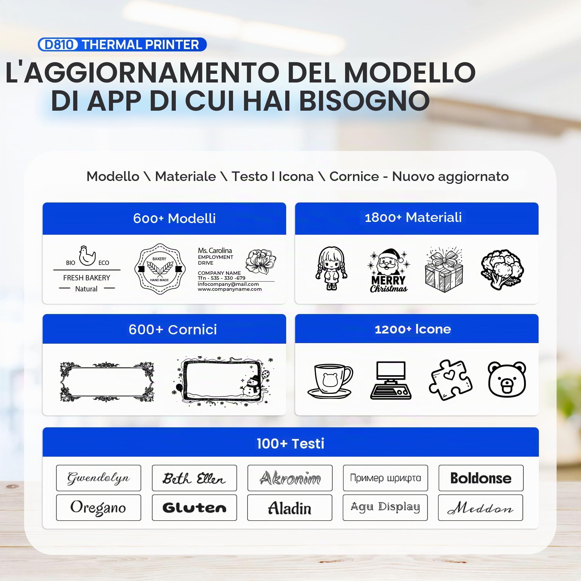 POLONO Stampante termica A4 wireless portatile 8,5"x11" US Letter iOS Android laptop Nero