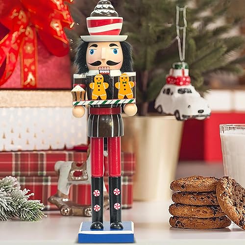 Miniatura 3 de KI Store Juego de 2 figuras de cascanueces de Navidad de 15 pulgadas, juego de 2 figuras de cascanueces de madera para decoraciones navideñas con