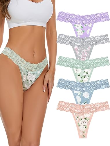 voenxe Tanga sin costuras para mujer, ropa interior de encaje invisible, bragas transpirables y cómodas, bragas suaves con corte láser, tanga,