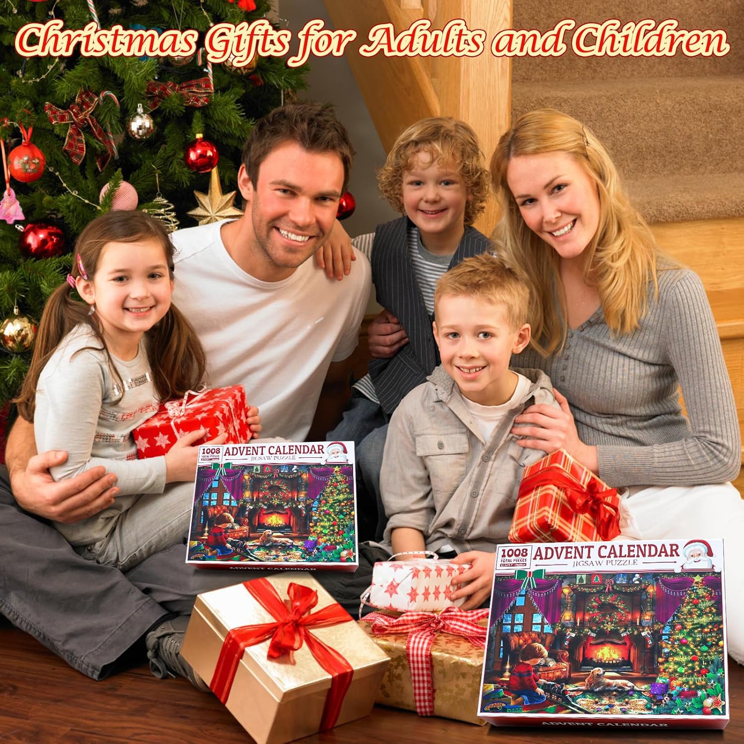 Advent Calendar 2025 Christmas Jigsaw Puzzles, Christmas Surprise Countdown Calendars for Adult and Kids, 24 Parts 1008 Pieces Holiday Puzzle Gifts Decorations with Puzzle Saver