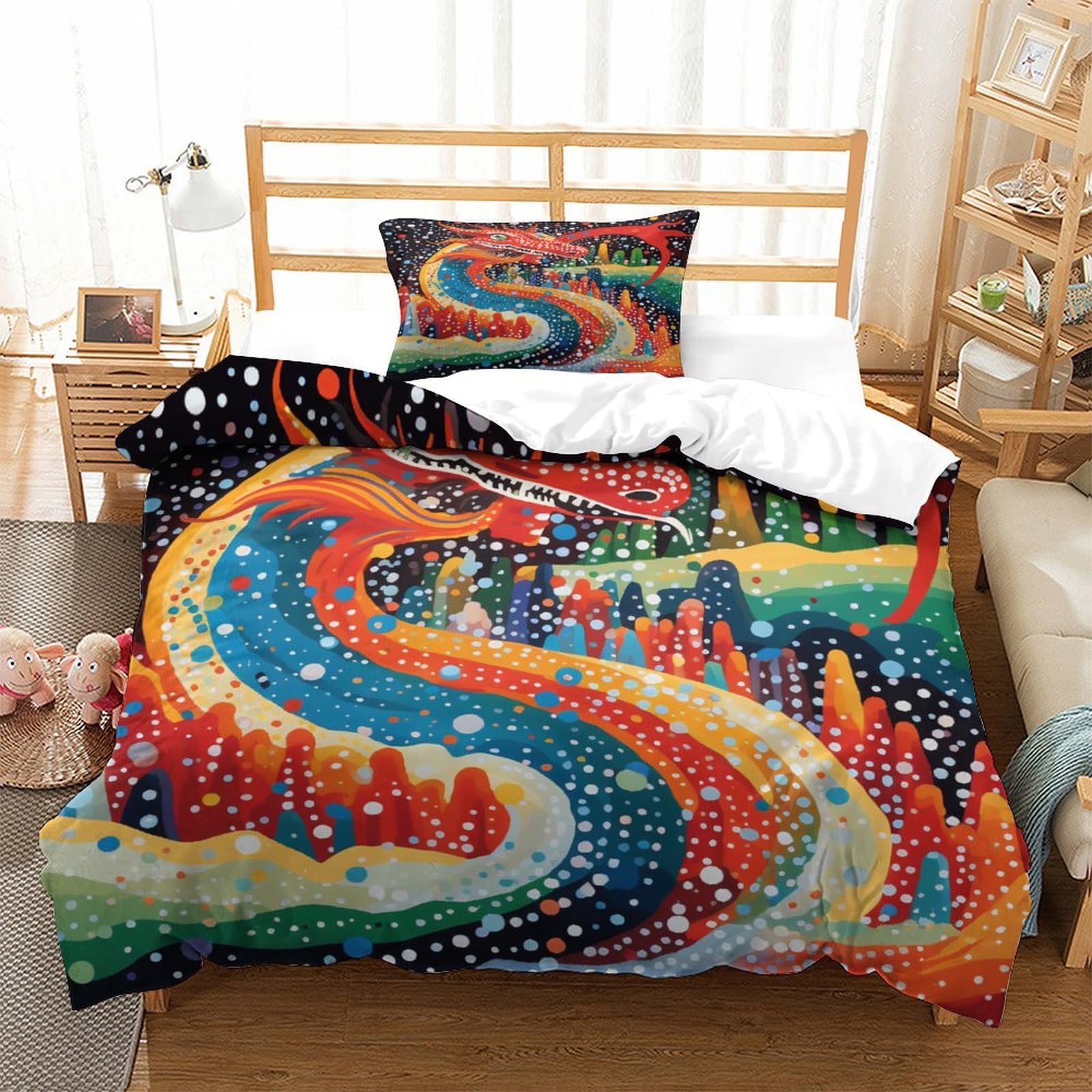 P1S9U7W5Y 3D Printed Galaxy Rainbow Duvet Cover Set 3pcs Microfiber Starry Bedding Set Single