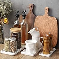 Vista 8 de Gurygo Paquete de 2 bandejas de baño de 20,3 cm/25,4 cm, bandejas de tocador de cerámica para baño, bandeja de cerámica pequeña, bandeja de jabón