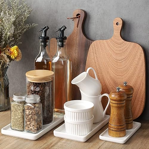 Miniatura 9 de Gurygo Paquete de 2 bandejas de baño de 8 pulgadas10 pulgadas, bandejas de cerámica para baño, bandeja de cerámica pequeña, bandeja de jabón de