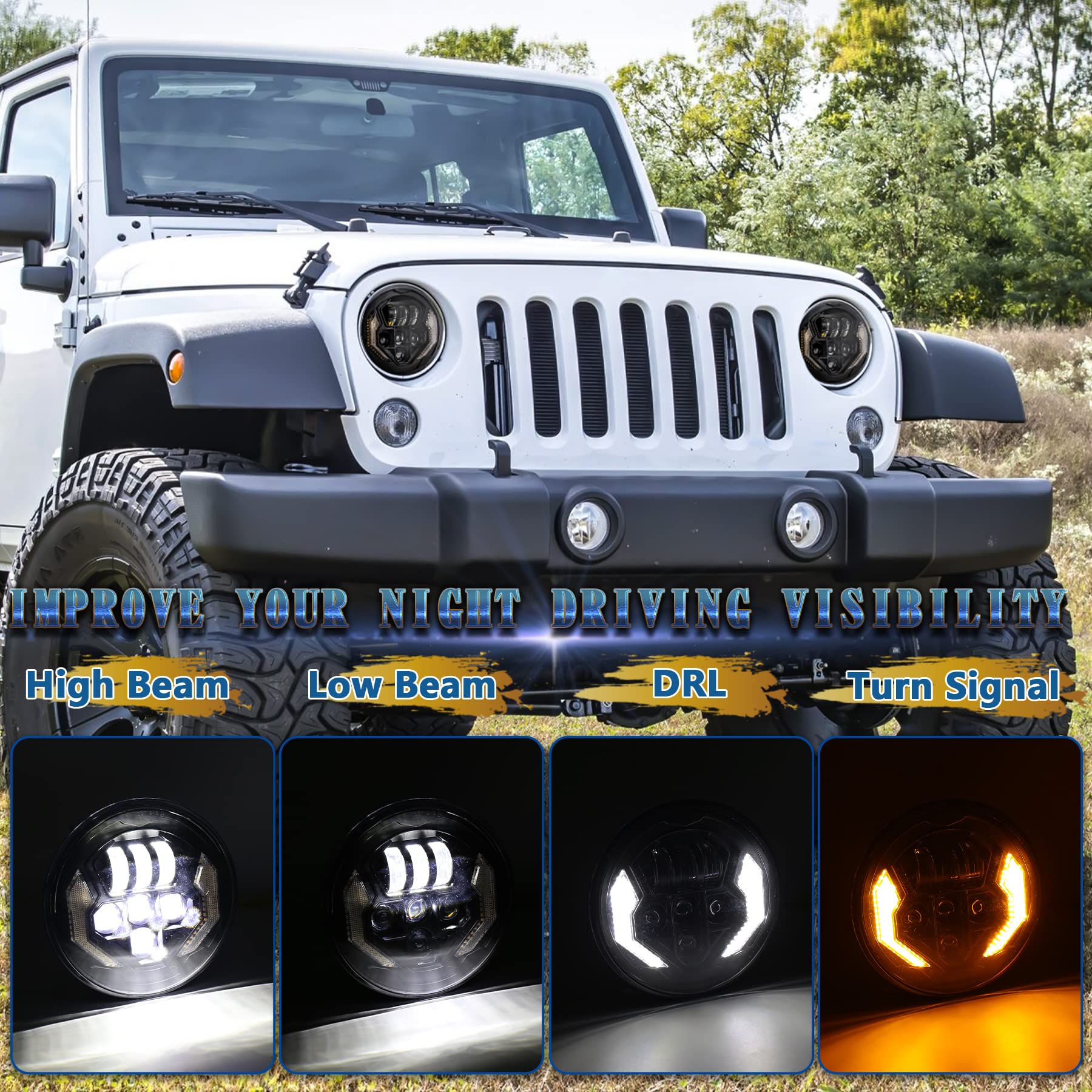 Amazon | PXPART JK LED ヘッドライト 7インチ ラウンド LED ヘッド 