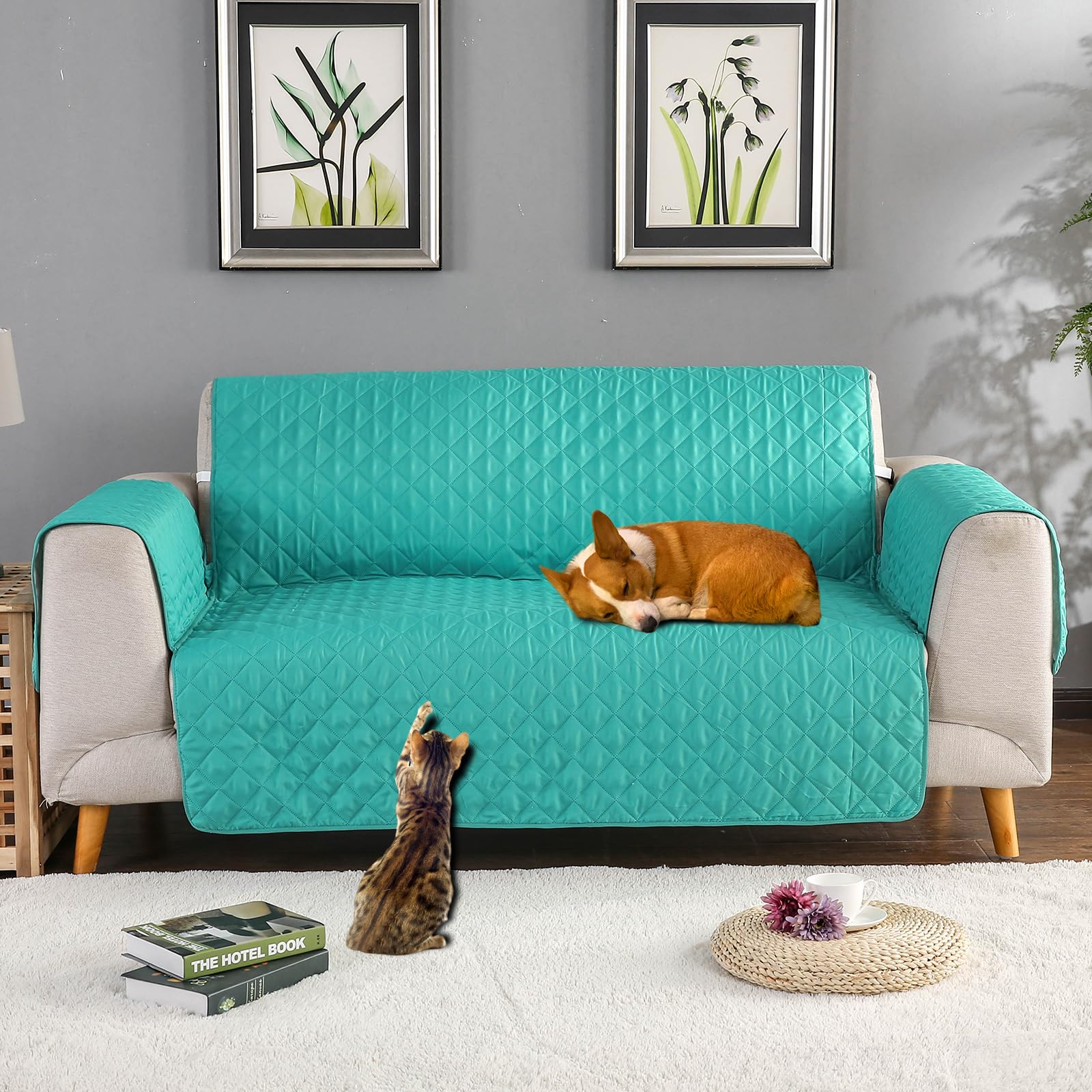 PETCUTE Sofa Cover 3 seater Quilted Sofa Slipcovers Anti Slip Sofa Protector Mordern couch recliner covers
