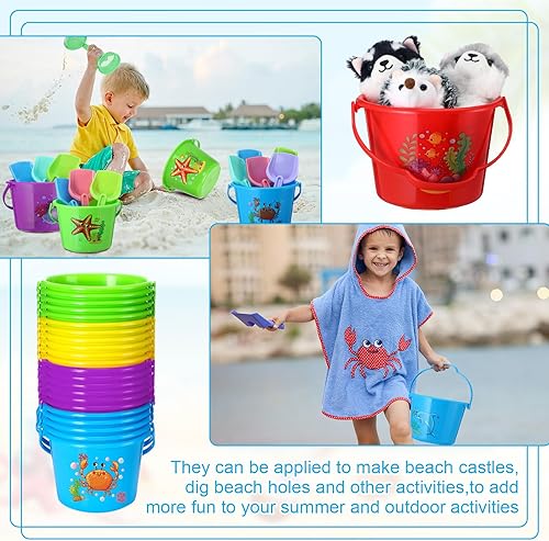 Miniatura 4 de Jerify 30 piezas de mini cubo de playa de plástico de 6.3 pulgadas, cubo pequeño de arena, juguete de playa, construcción de playa y caja de arena,