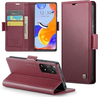 Havaa - Funda tipo cartera de piel para Xiaomi Redmi Note 11 Pro 4G, 5G, cierre magnético, soporte de vídeo, protección RFID, color rojo