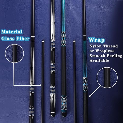 Miniatura 4 de Taco de Billar de Fibra de Vidrio, Taco de Billar de 2 Piezas - 58" Tacos de Billar Profesionales, Juego de Tacos de Billar Profesionales de 19-20