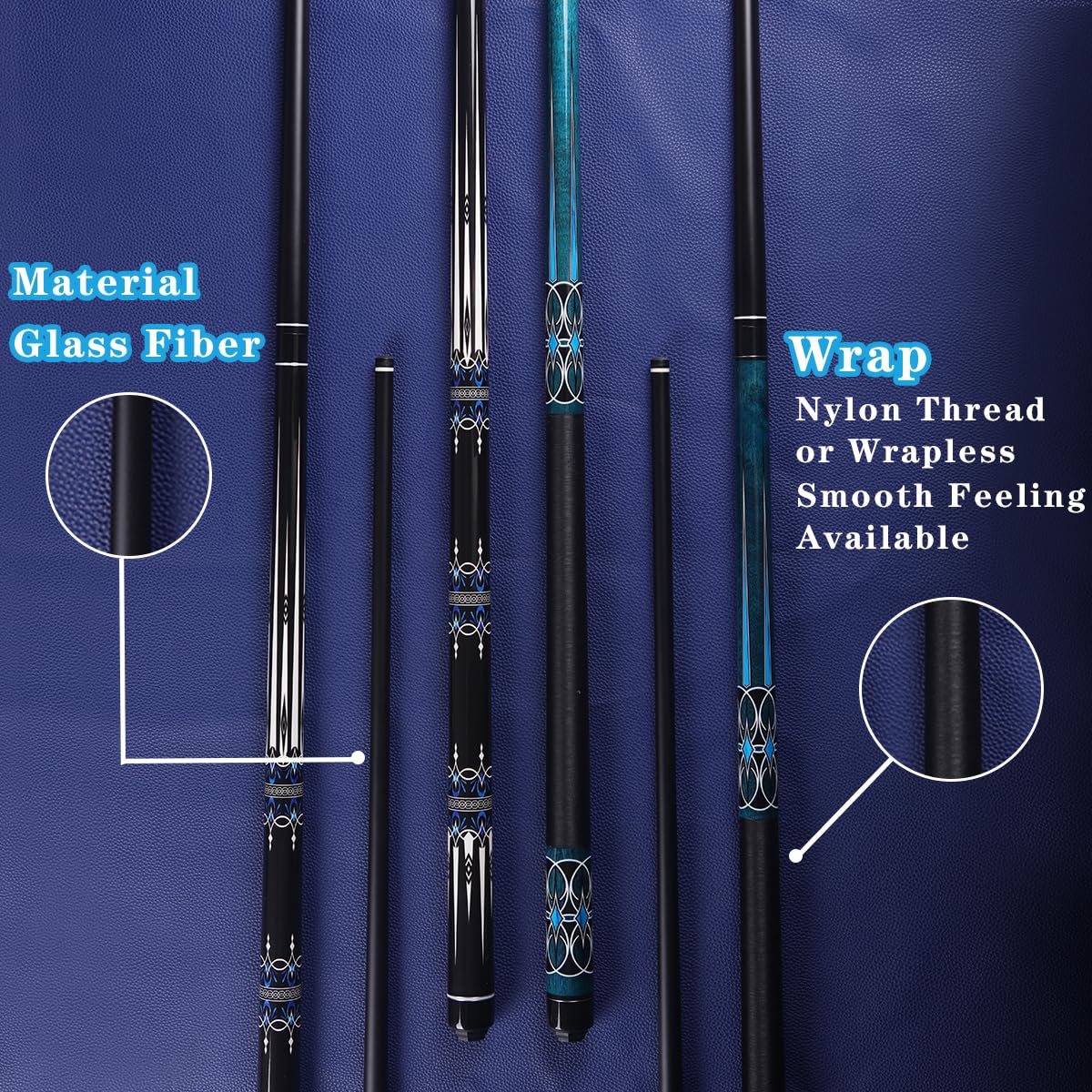 58" Glass Fibre Billiard Pool Cue Stick, Professional Low Deflection Pool Sticks, 58-inch Professional Pool Sticks for Adults Technology Pool Cue Billiard Cues 13MM Tip