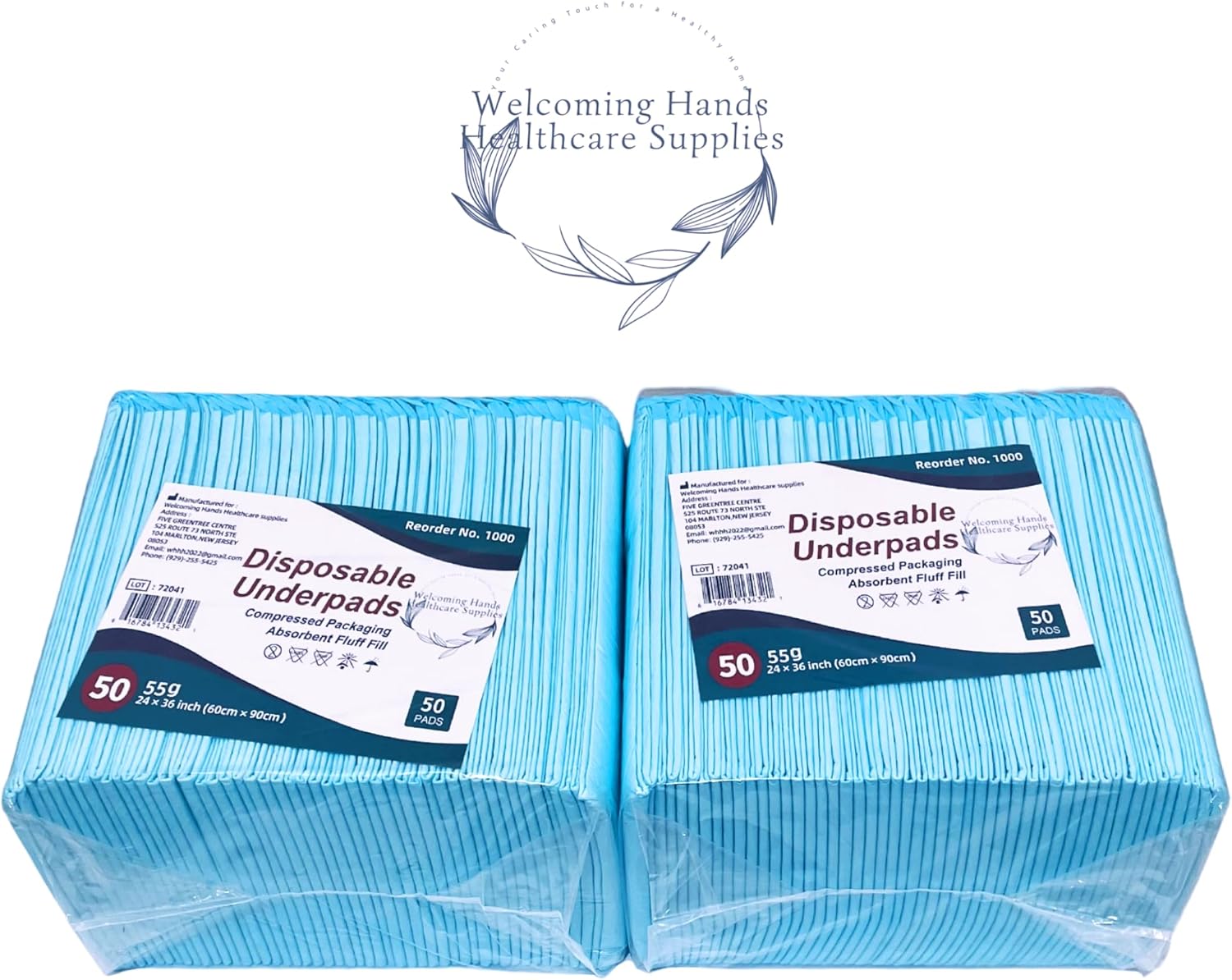 Welcoming Hands Disposable Bed Pads 23 x 36 in (100 Count) Leakproof Adults Incontinence Underpads, Extra Large Thicken Chucks, Heavy Duty Absorbent Puppy Training Pee Pads